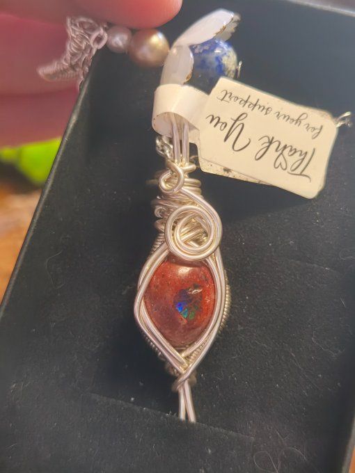 Pendentif Opale de feu mexicaine ✨ Feu de vie & passion 