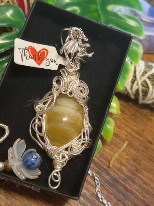 Pendentif Opale Jaune – Pierre De Révélation Et D’Équilibre