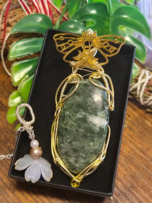 Pendentif Fuschite :Muscovite Verte 