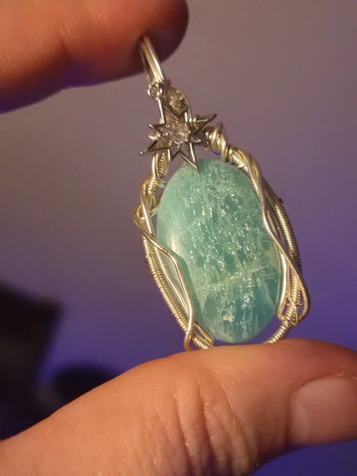 Pendentif Amazonite Pierre Naturelle - pour Bien-être 