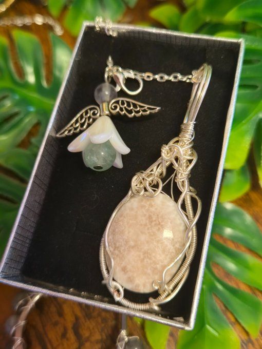 Pendentif Natrolite - Thomsonite -Douceur Incarnée - 