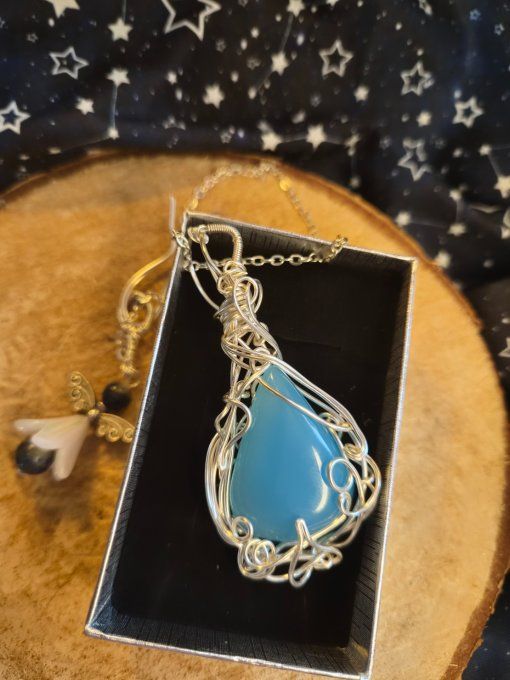 Pendentif Onyx bleu d'argentine - Amulette