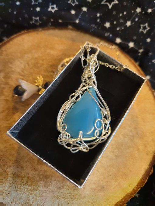  Pendentif Onyx bleu d'argentine - Amulette