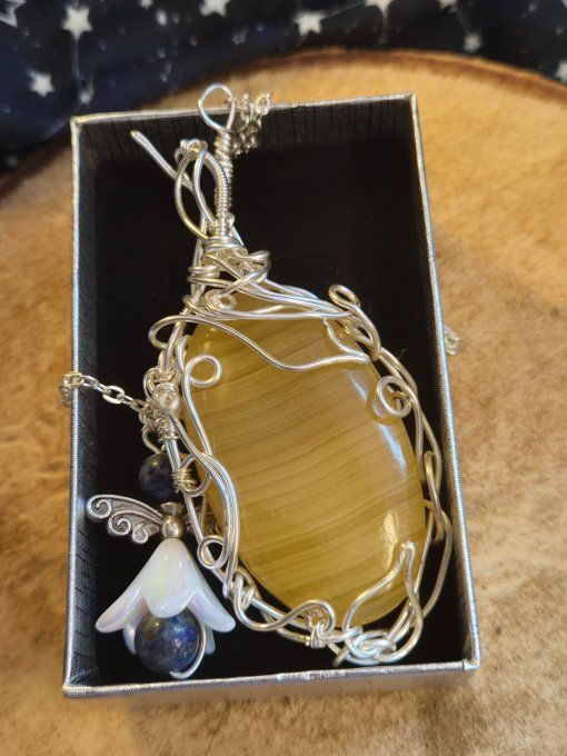 Pendentif Aragonite jaune Or✨ Ancrage et patience ✨