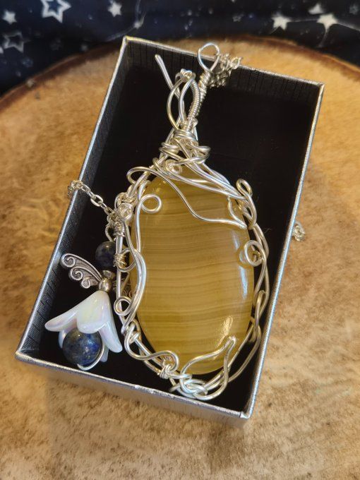Pendentif Aragonite jaune Or✨ Ancrage et patience ✨