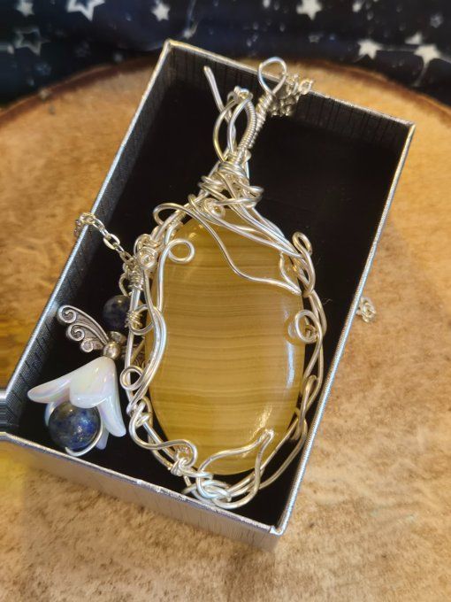 Pendentif Aragonite jaune Or✨ Ancrage et patience ✨