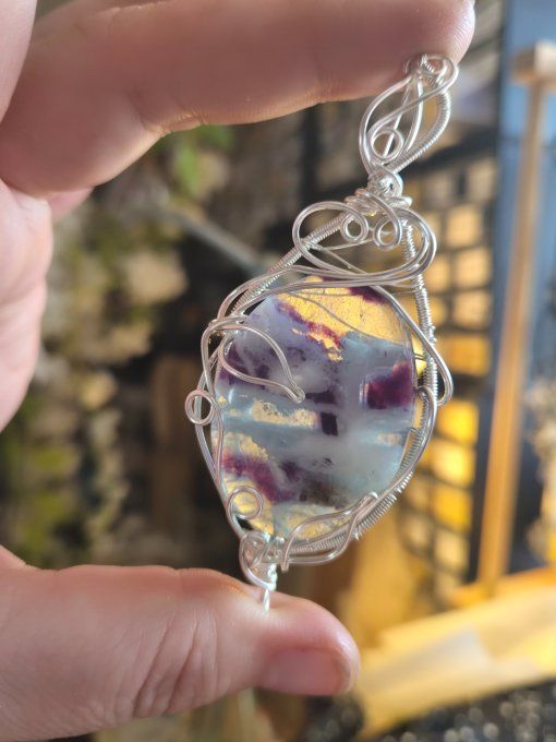 Pendentif  Fluorite legendaire argent 