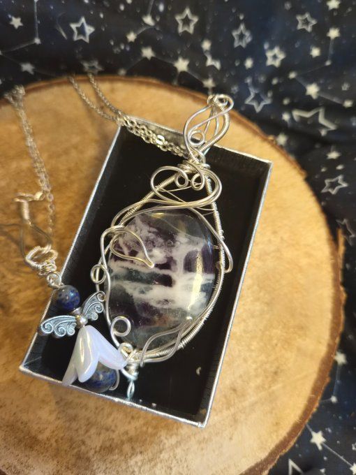 Pendentif Fluorite legendaire argent