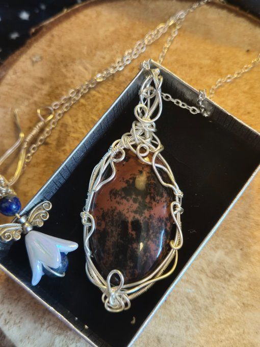 Amulette Obsidienne acajou – Protection, Sérénité & Équilibre