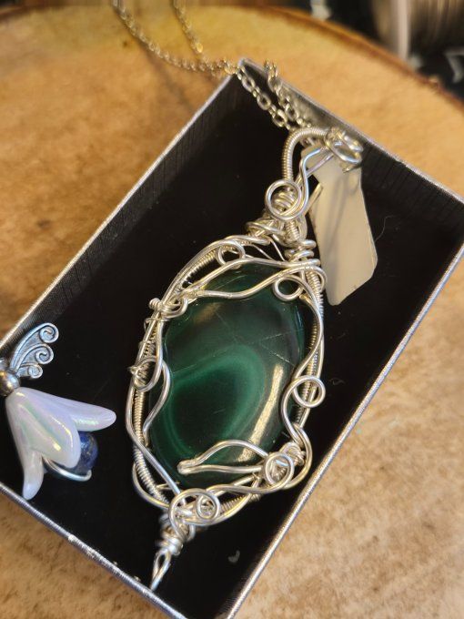Pendentif argent Malachite – Harmonie & Protection Du Cœur ☘️