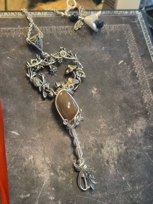 Pendentif clé pierre de lune pêche- Summerween 