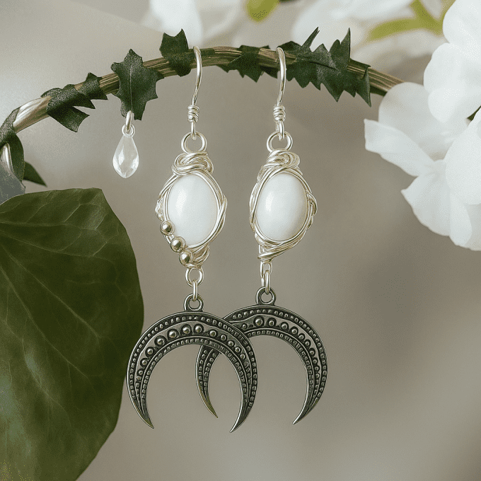  Pierre de lune ✨ Péristerite ✨ Boucle d'oreille.