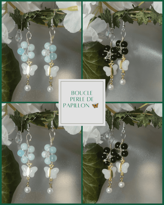 Boucle perles de papillon a composer acompte