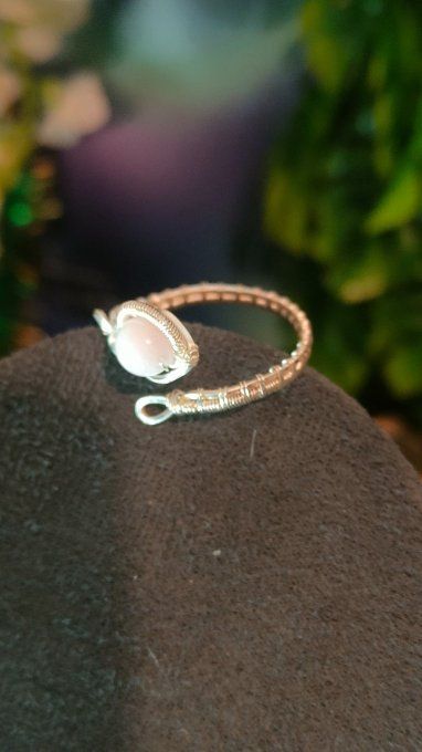 Bague perle Morganite ajustable 