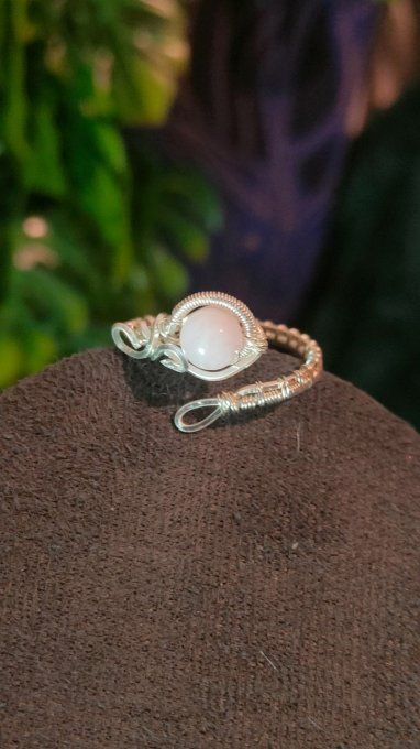 Bague perle Morganite ajustable 