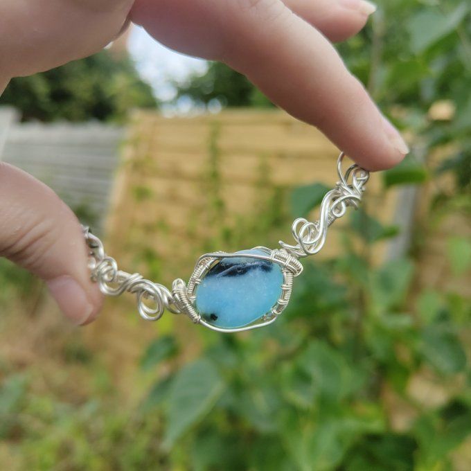 Collier Charms Hemimorphite :pierre des procrastinateurs