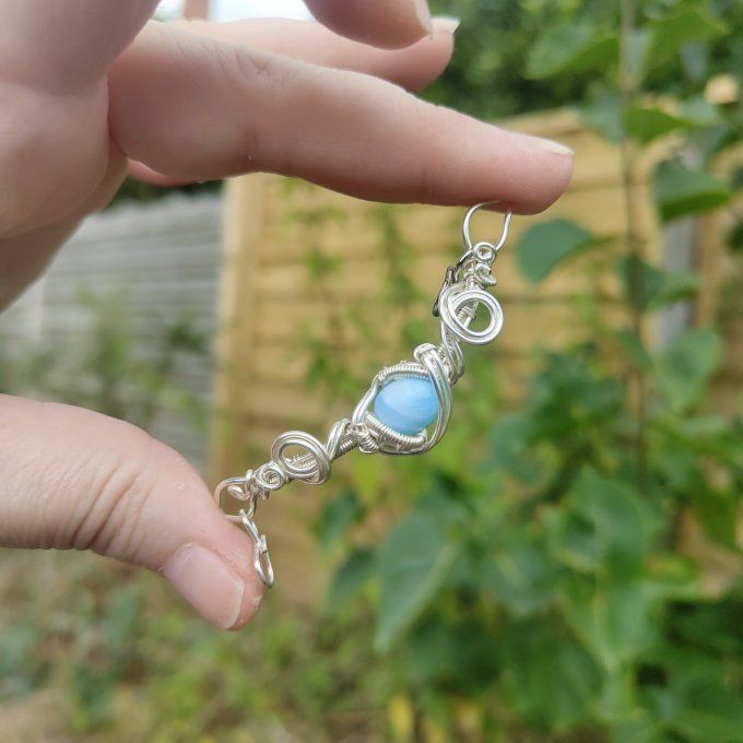 Collier Charms  Larimar :pierre de l'eau 