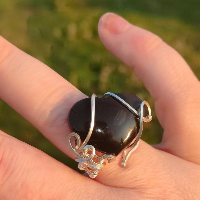 Bague oeil céleste coeur ajustable -promo✨Protection et Clarté