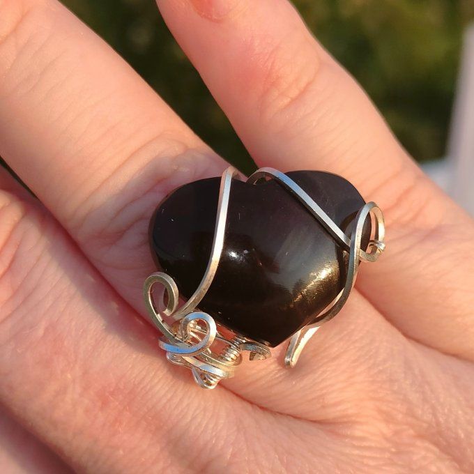 Bague oeil céleste coeur ajustable -promo✨Protection et Clarté