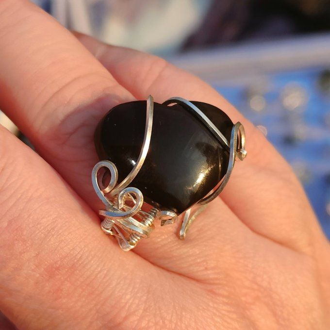 Bague oeil céleste coeur ajustable -promo✨Protection et Clarté