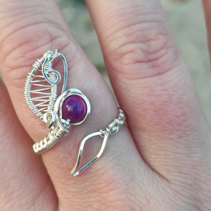 Bague Ajustable perle Sugilite 