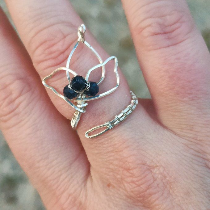 Bague saphir perle facetté 