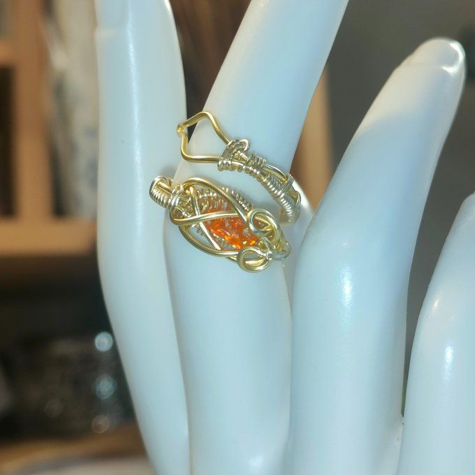 Bague ajustable Opale de feu  - 
