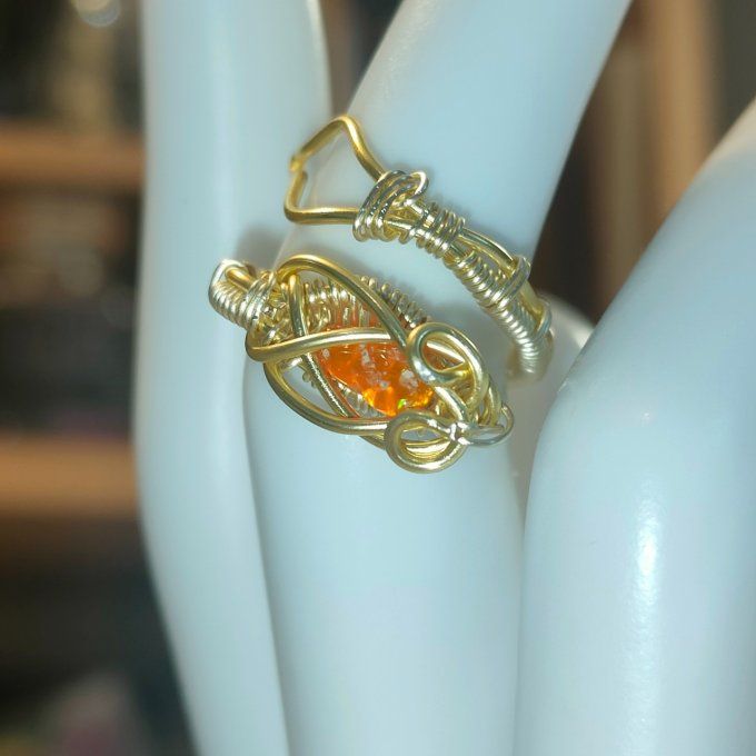 Bague ajustable Opale de feu  - 