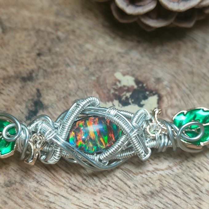 Collier Charms Triplet Opale sur shungite