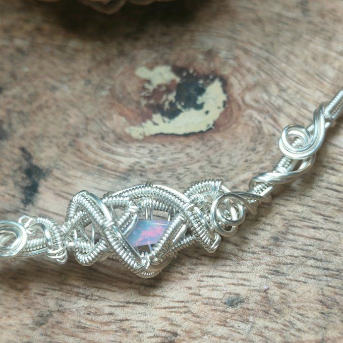 Collier Charms opale violette :pierre du renouveau