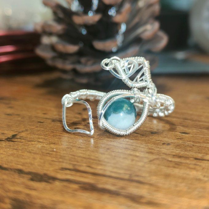 Bague perle Agate mousse 