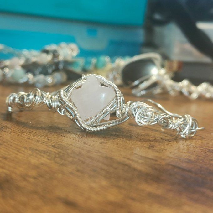 collier Charms Quartz rose étoile pierre de l'amour