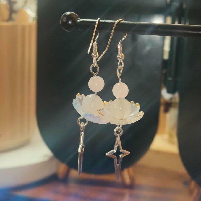 Boucle rose de fée quartz rose