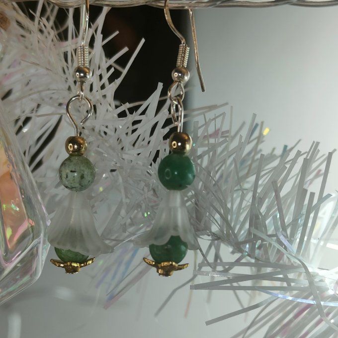 Boucle fleur de peine chrysoprase