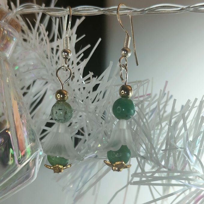 Boucle fleur de peine chrysoprase
