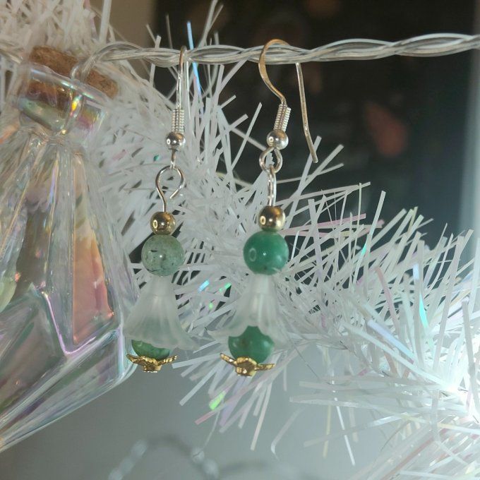 Boucle fleur de peine chrysoprase