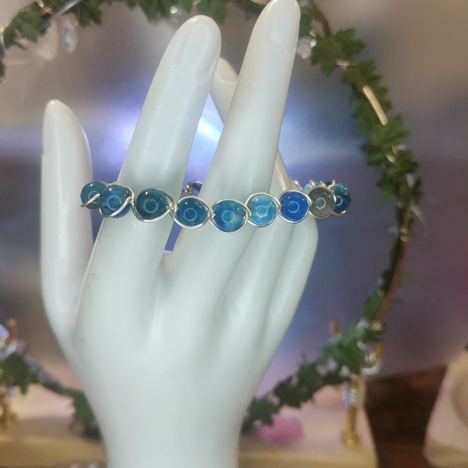 Apatite Bleu  - 6 ou 8 mm Bracelet ✨ communication des non dits✨
