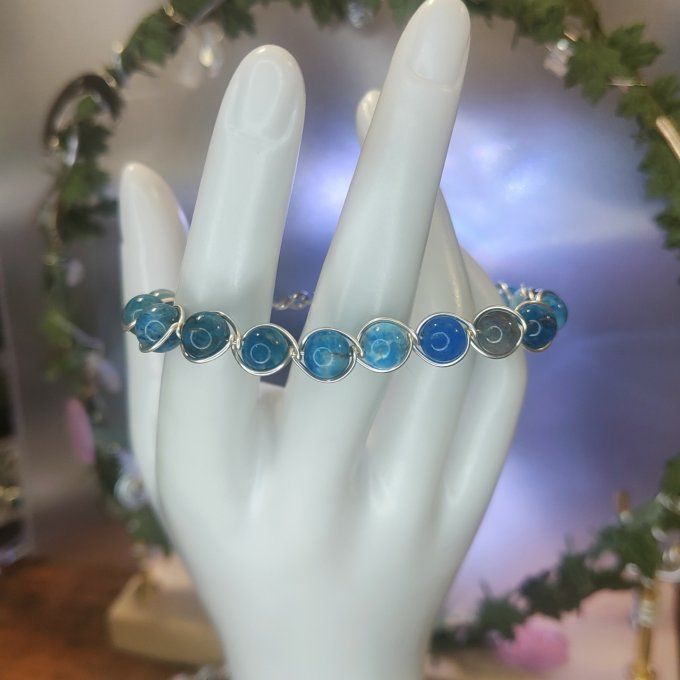 Apatite Bleu  - 6 ou 8 mm Bracelet ✨ communication des non dits✨