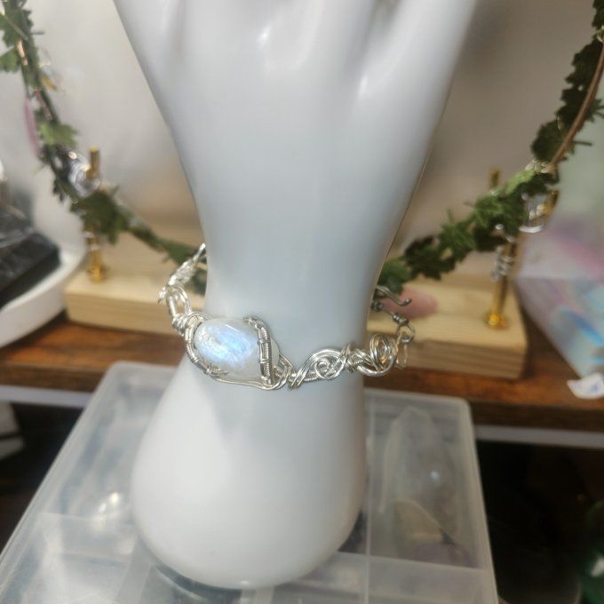 collier Charms pierre de lune (péristérite) : la pierre de lune arc en ciel