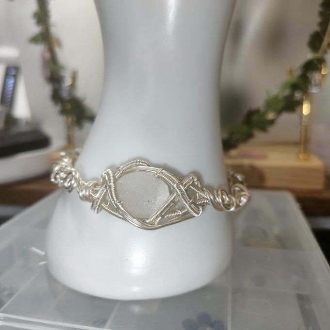 Collier agate druzy blanche 
