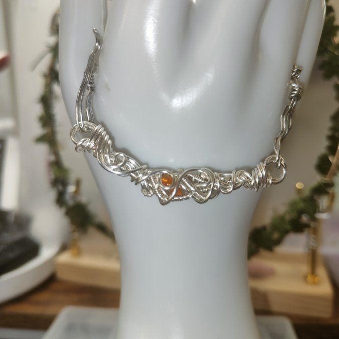 Collier Charms Opale de feu :pierre d'eveil