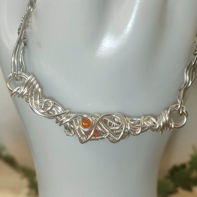 Collier Charms Opale de feu :pierre d'eveil