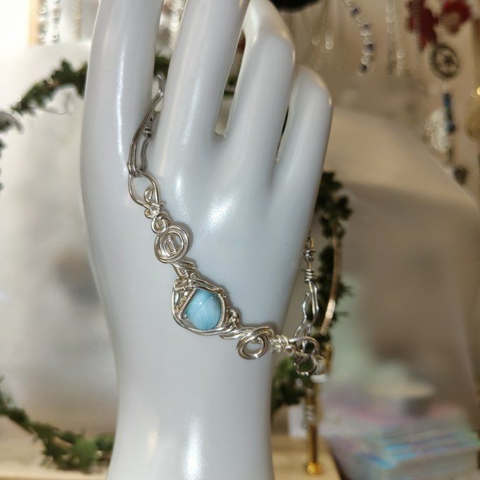 Collier Charms  Larimar :pierre de l'eau 