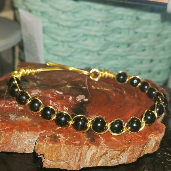 Bracelet perle de jais 