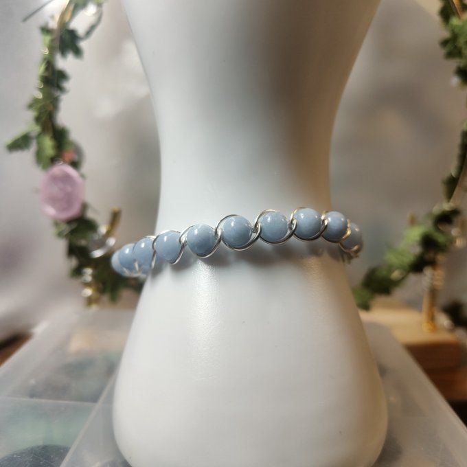 Angélite  - bracelet -6mm , pierre de patience ✨