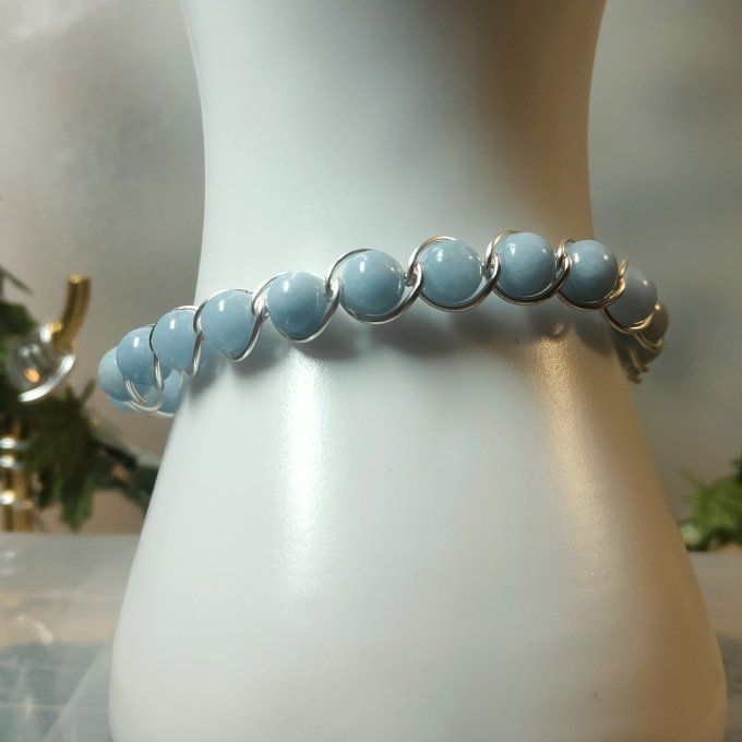 Angélite  - bracelet -6mm , pierre de patience ✨