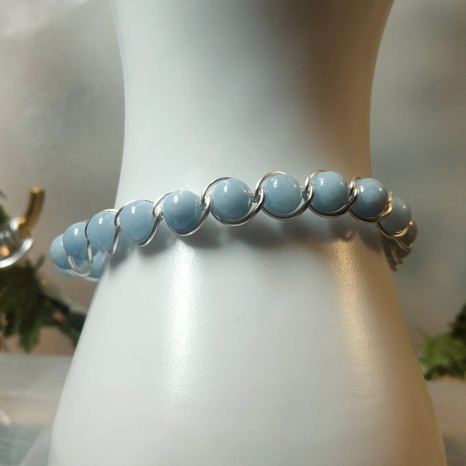 Angélite  - bracelet -6mm , pierre de patience ✨