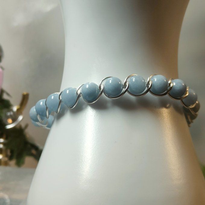 Angélite  - bracelet -6mm , pierre de patience ✨