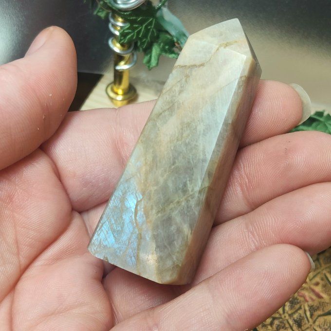 Obélisque belomorite-pierre de lune pêche 6*2