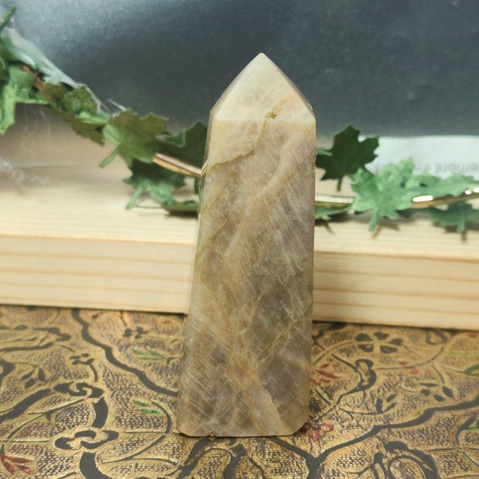 Obélisque belomorite-pierre de lune pêche 6*2